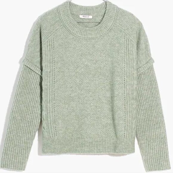 NWT Madewell Plus Cable Havener Pullove Sweater Size 1X Frosted Sage - Picture 1 of 4
